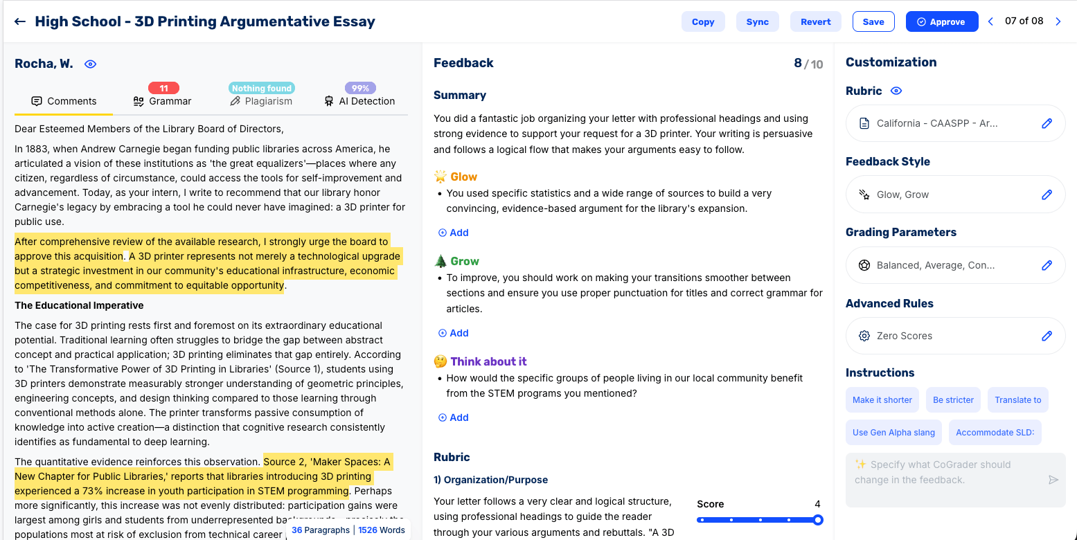 Feedback example for 3D printing argumentative essay